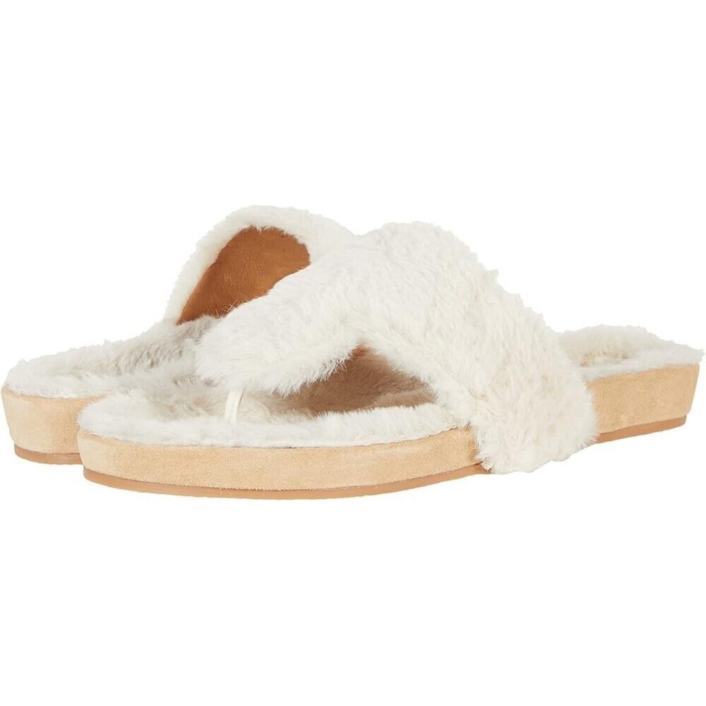 Jack Rogers Jacks Comfort Cozy Thong Women's 11 Natural Faux Fur Sandal JOBB1462